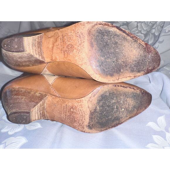 VINTAGE TWO TONE BEIGE BROWN COWBOY BOOTS WESTERN MALIBU COWGIRL - Picture 9 of 11